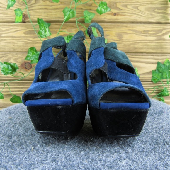 Jessica Simpson Bendie Women Platform Heel Shoes Blue Leather‎ Size 6 Medium - Picture 2 of 9